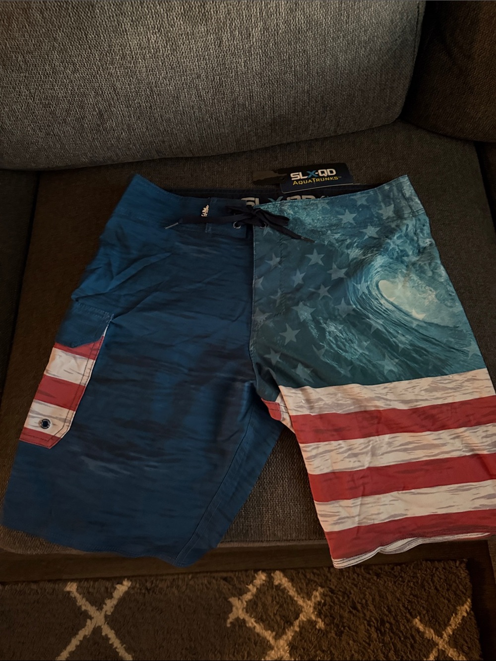 Salt Life Patriotic Wave Boardshorts in Blue, Red & White
